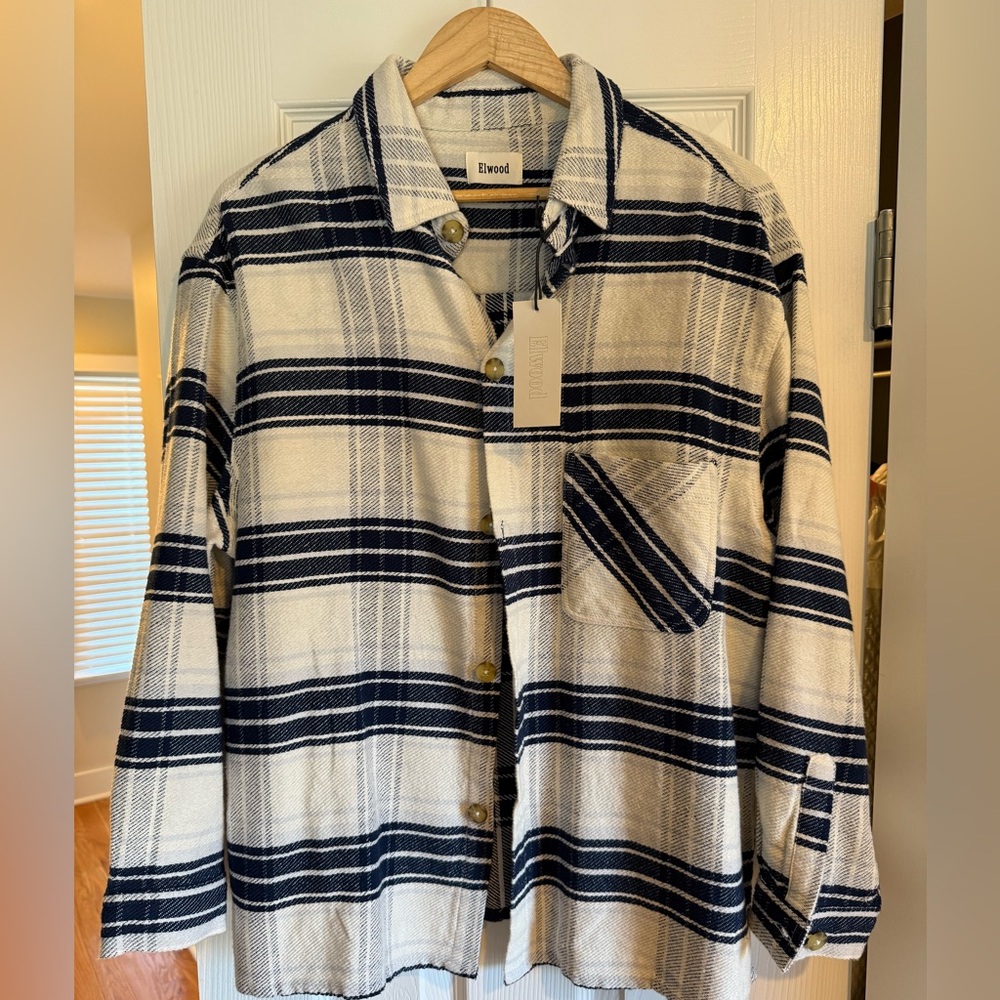 Elwood Blue and Cream Plaid Shirt sz. Small NWT